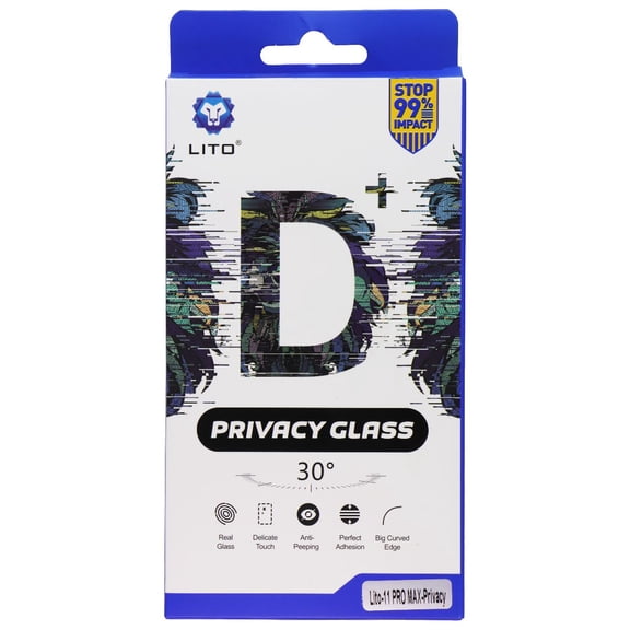 LITO D Privacy Glass Screen Protector for iPhone 11 Pro Max - Privacy (2 Pack)