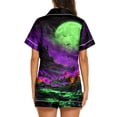 thumbnail image 3 of MVRLSH Womens Pajama Sets for Women 2 Piece Halloween Print Button Waist Short Sleeve Top And Shorts wear Sleepwear Soft Sleepwear Lounge Set Green - XXXL, 3 of 4