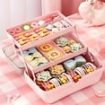 thumbnail image 3 of WRKEKC Clearance 3-Tier Hair Accessory Organizer with Transparent Lid, Multi-Compartment Storage Box for Hair Clips/Ties/Headbands, Portable Beaded Handle, 3 of 7