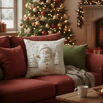 ToyKingdee Aesthetic Christmas Throw Pillow Covers, Soft Comfy Xmas Santa Claus Trees Pillow Cases, Funny Snowman Reindeer 3D Decor for Couch Sofa Living Room Bed