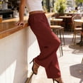 thumbnail image 3 of Tqcoqu Wide Leg Palazzo Pants for Women Casual Loose Drawstring Trendy Beach Linen Trousers with Pockets Vacation,Wine,Women's S-XXXL, 3 of 6