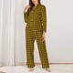 thumbnail image 2 of Fotbe Retro Yellow and Black Houndstooth Conjunto de Pijama de Manga Larga para Mujer con Estampado, Ropa de Dormir de 2 Piezas, Conjunto de Casa Suave y Cómodo con Bolsillos-Large, 2 of 7