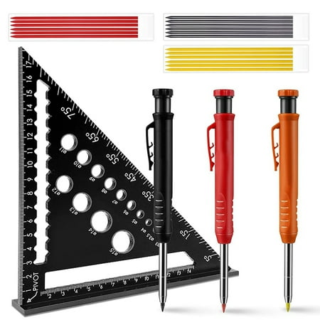 

Carpenter Pencils Mechanical 3D Angle Hole Measure Gauge Protractor with Mechanical Pencil for Woodworking Tools Gifts