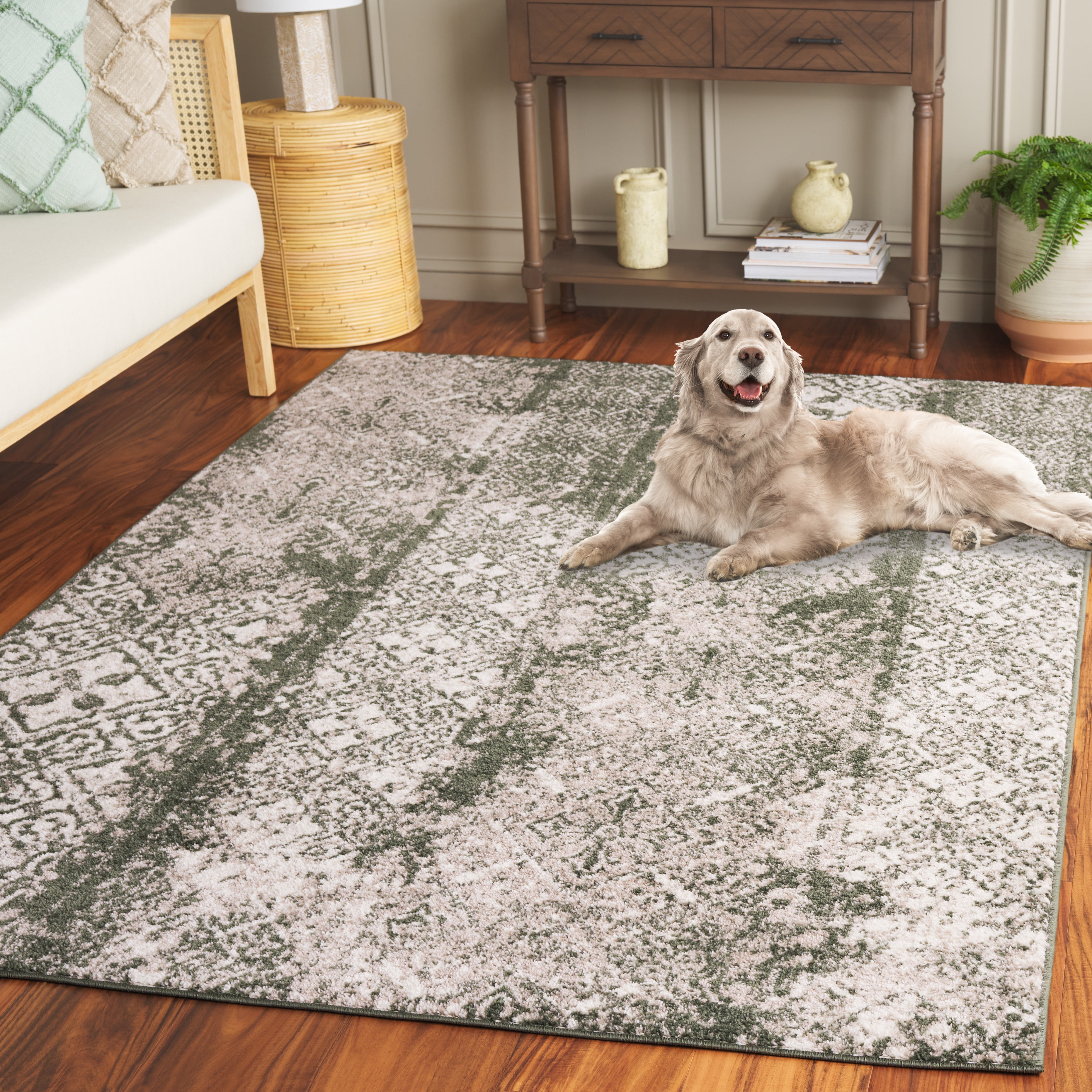 SAFAVIEH Adirondack Montague Geometric Area Rug, Dark Green/Ivory, 5'1" x 7'6"