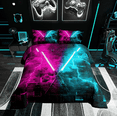 thumbnail image 1 of Erosebridal Ensemble de Couette Grand Gaming Lightsaber, Couette en Duvet Néon Lightning, Décor Moderne et Mode, Réversible, 1 of 8