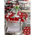 thumbnail image 4 of Outdoor Tablecloth with Umbrella Hole and Zipper, Red Christmas Snowman Round Table Cloth 60 Inch Waterproof Tablecloth, Winter Snowflakes Xmas Tree Forest Picnic Table Cover for Patio Camping, 4 of 7