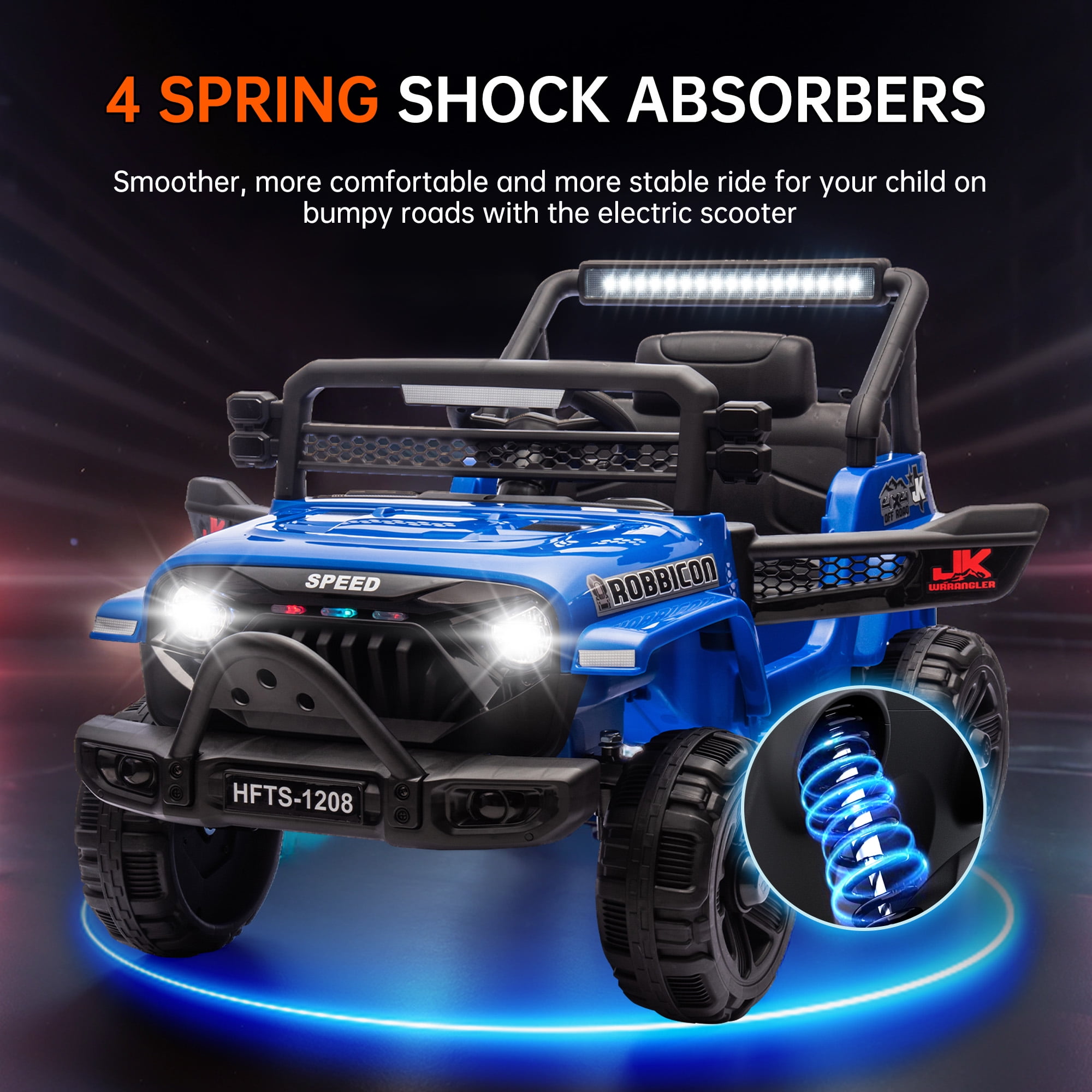 12V Kids Electric Vehicles for Kids, Ride on Electric Truck Car w/ Remote Control, Safety Belt, USB, Music, LED Lights, Gift for Boys Girls (Blue)
