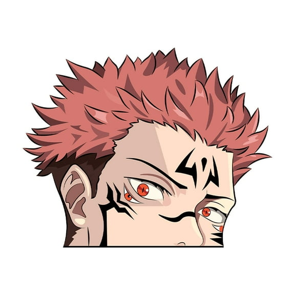 Sukuna Peeker Sticker – Jujutsu Kaisen Anime Vinyl Decal | Laptop, Car, or Water Bottle Sticker