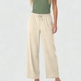 thumbnail image 3 of Axiiglly Wide Leg Pants for Women Drawstring Elastic Waist Flowy Trousers with Pockets Summer Beach Vacation Pants, S-2XL, 3 of 6