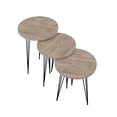 thumbnail image 3 of Set of 3 Nesting End Tables - PAK Home Round Stacking Coffee Side Tables for Small Spaces, Nightstand Bedside Table with Metal Legs for Bedroom, Living Room, Home Office, Sturdy&Easy Assembly, Grey, 3 of 5