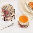 thumbnail image 5 of Qxltty Blue Magpie Drink Coasters with Holder 6pcs Handmade Woven Simple Vintage Saucer Set, 5 of 7