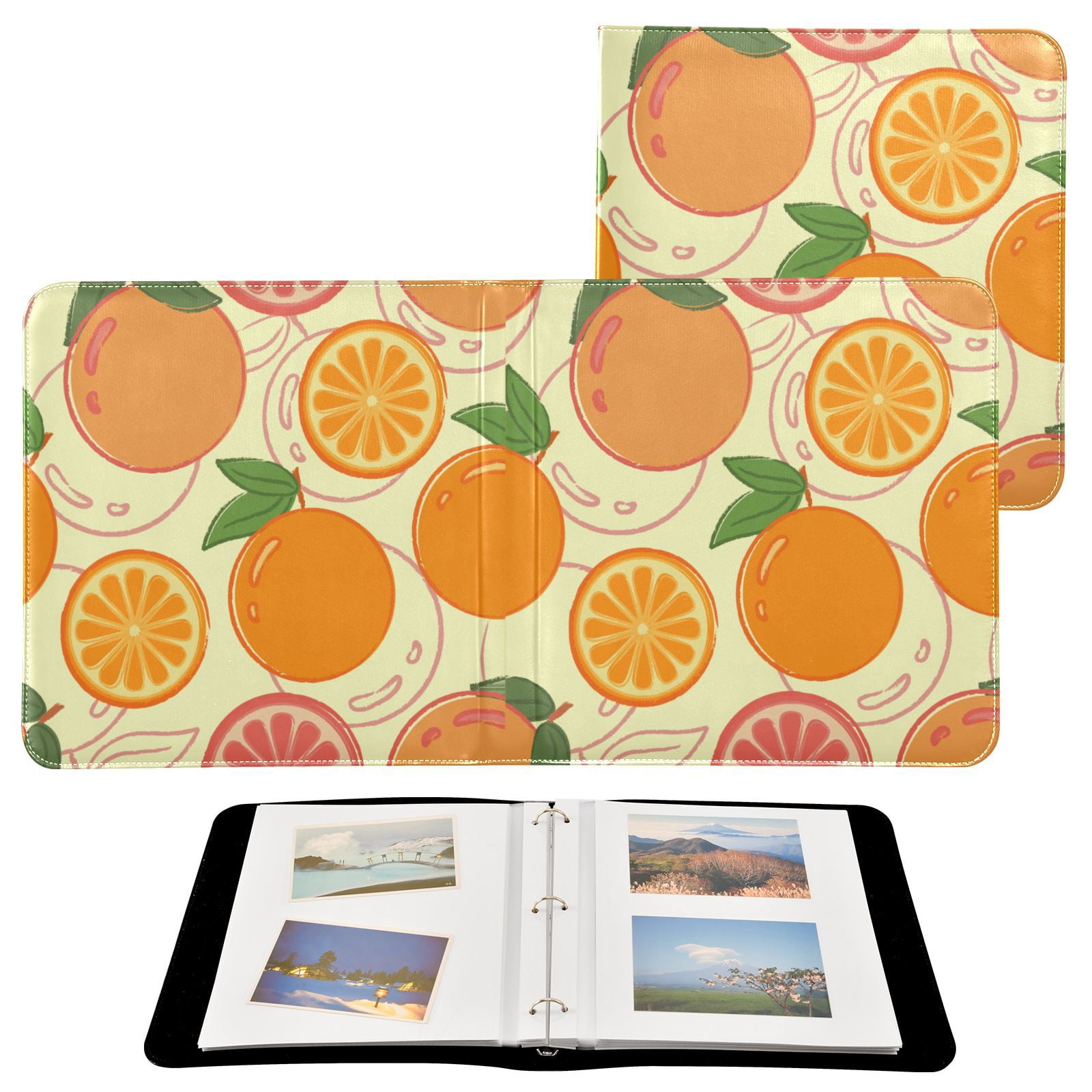 iauyy PU Leather Scrapbook Album | Expandable Binder with 20 Self-Adhesive Pages (11.8x24in)，Orange