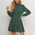 thumbnail image 2 of Vestido de cintura alta con estampado sexy para mujer, a la moda, cuello redondo, manga larga, suelto, floral, en la cintura, vestido de manga larga con cuello redondo Pompotops  hdfakjf3059, 2 of 9