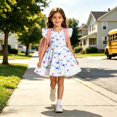 thumbnail image 2 of Girls Back to School Dress Flutter Sleeve Printed Casual Daily Dress for Kids 3 10Y, 2 of 6