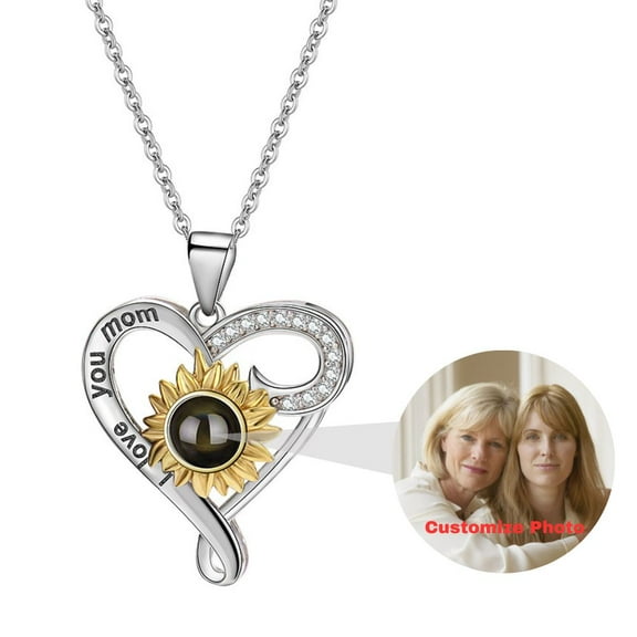 Custom Photo Projection Necklace for Mom, Customized Mom’s Birthday Gift and Mother's Day Gift, 925 Sterling Silver