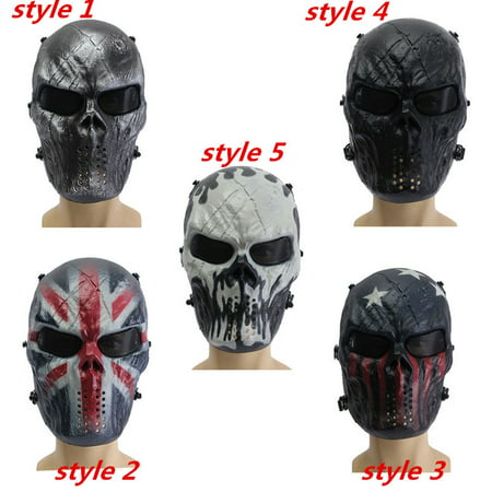 Airsoft Elfeland Tactical Gear Mask Overhead Skull Skeleton Safety Guard Face Protection Outdoor Paintball Hunting Cs War Game Combat Protect for Party Movie Props Sports (Best Airsoft Mask For Aiming)