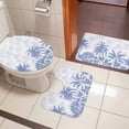 thumbnail image 4 of Palm Trees Bath Mat 3 Piece Bathroom Rug Set, Blue Tropical Plants Summer Forest Scenery Non Slip Bath Rug Contour Mat and Toilet Lid Cover, Absorbent Shower Mats Soft Bath Rugs and Mats Sets, 4 of 8