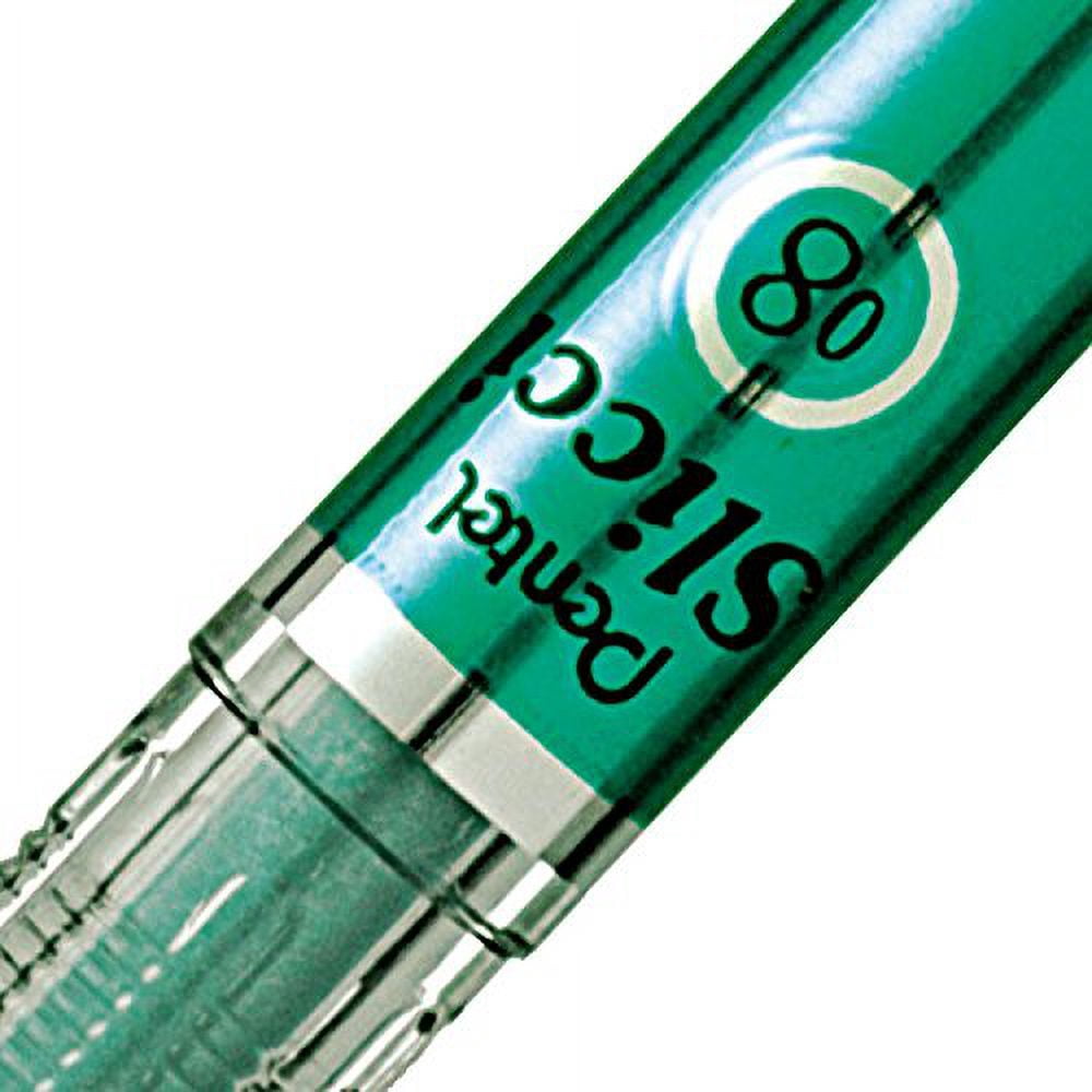 Pentel Arts Slicci Metallic 0.8 mm Needle Tip Gel Pen, Metallic Green Ink, Box of 12 (BG208-MD)
