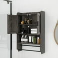 thumbnail image 3 of Tcbosik Wall Mounted Bathroom Cabinet, Medicine Cabinet with Paper Holder & Towel Bar, Adjustable Shelf and 2 Doors, Over the Toilet Storage Cabinet, Space Saving, Grey, 3 of 6