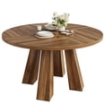 thumbnail image 2 of EDTara Table de Cuisine en Bois Style Ferme, Table Ronde Grise de 47 Pouces pour 4–6 Personnes avec Support Stable à 4 Pieds, 2 of 7