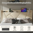 thumbnail image 4 of NISIEN Full Size Bed Frame with Charging Station, Upholstered Platform Bed with Wingback Storage Headboard, Beige, 4 of 11