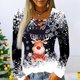 thumbnail image 1 of Puntoco Camisas para mujer Blusa de manga larga con estampado de cuello en V de Navidad Blusa regular estampada Puntoco Puntoco-961, 1 of 6