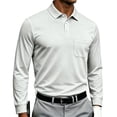 thumbnail image 2 of Fabrcox S-4XL Long Sleeve Mens Polo Shirts with Pockets Collared Work Shirt for Men Business Casual Plain Classic Fit Workout Golf Shirt for Men Gray S, 2 of 8