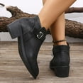 thumbnail image 6 of WRKEKC Womens Boots Pointed Toe Buckle Strap Chunky Heel British Style Mid Heel Short Boots Casual Shoes, 6 of 9