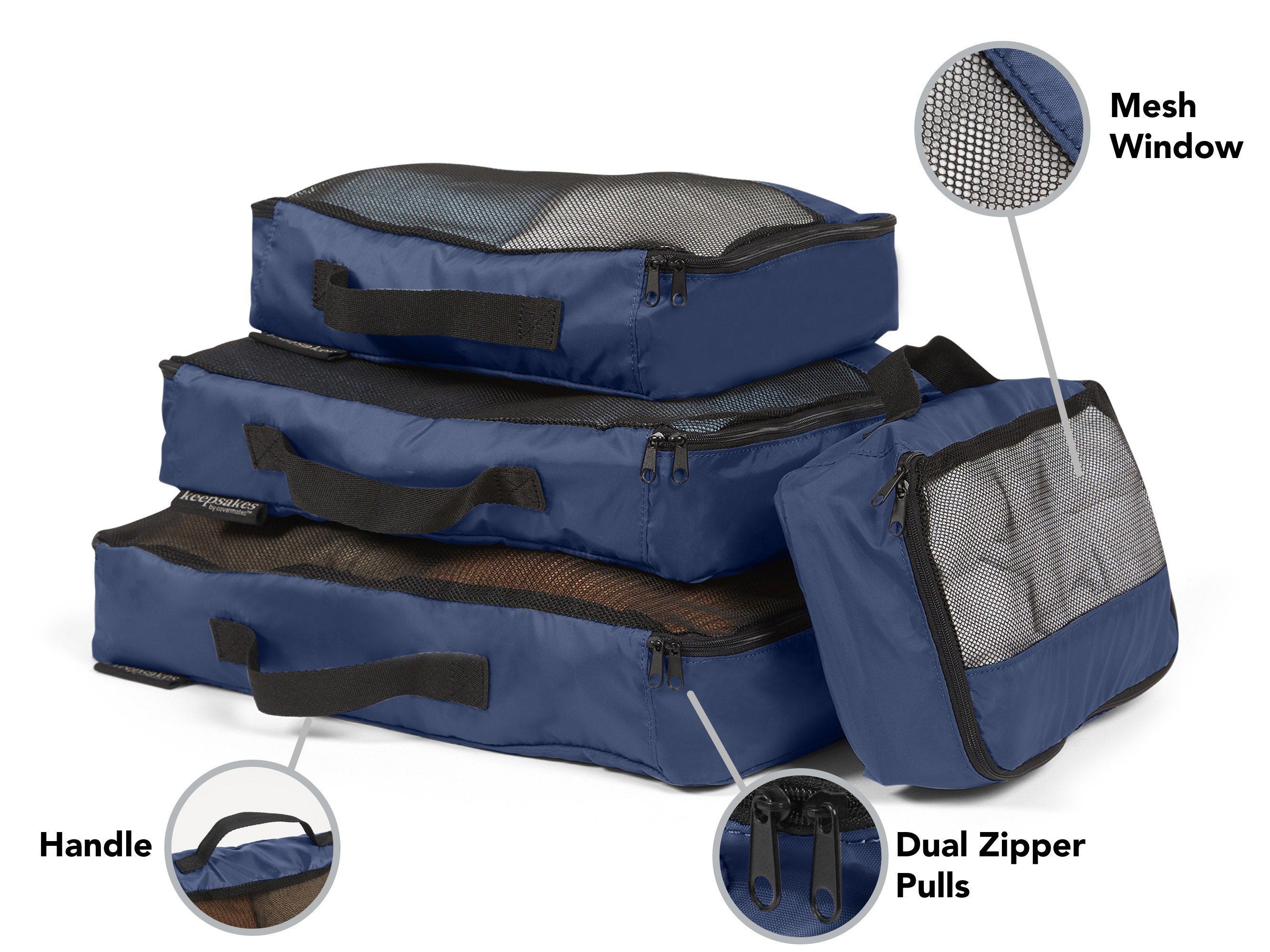 Covermates Packing Cube Set - Premium Polyester - Dual Zipper Pulls - Carrying Handle - Front Mesh Window - Travel Organization, Blue