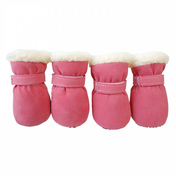 TELOLY 4Pcs Pet Cat Shoes Winter Dog Boots Warm Puppy Cat Rain Snow Booties Footwear for Medium Dogs Pink Dog Rain Boots