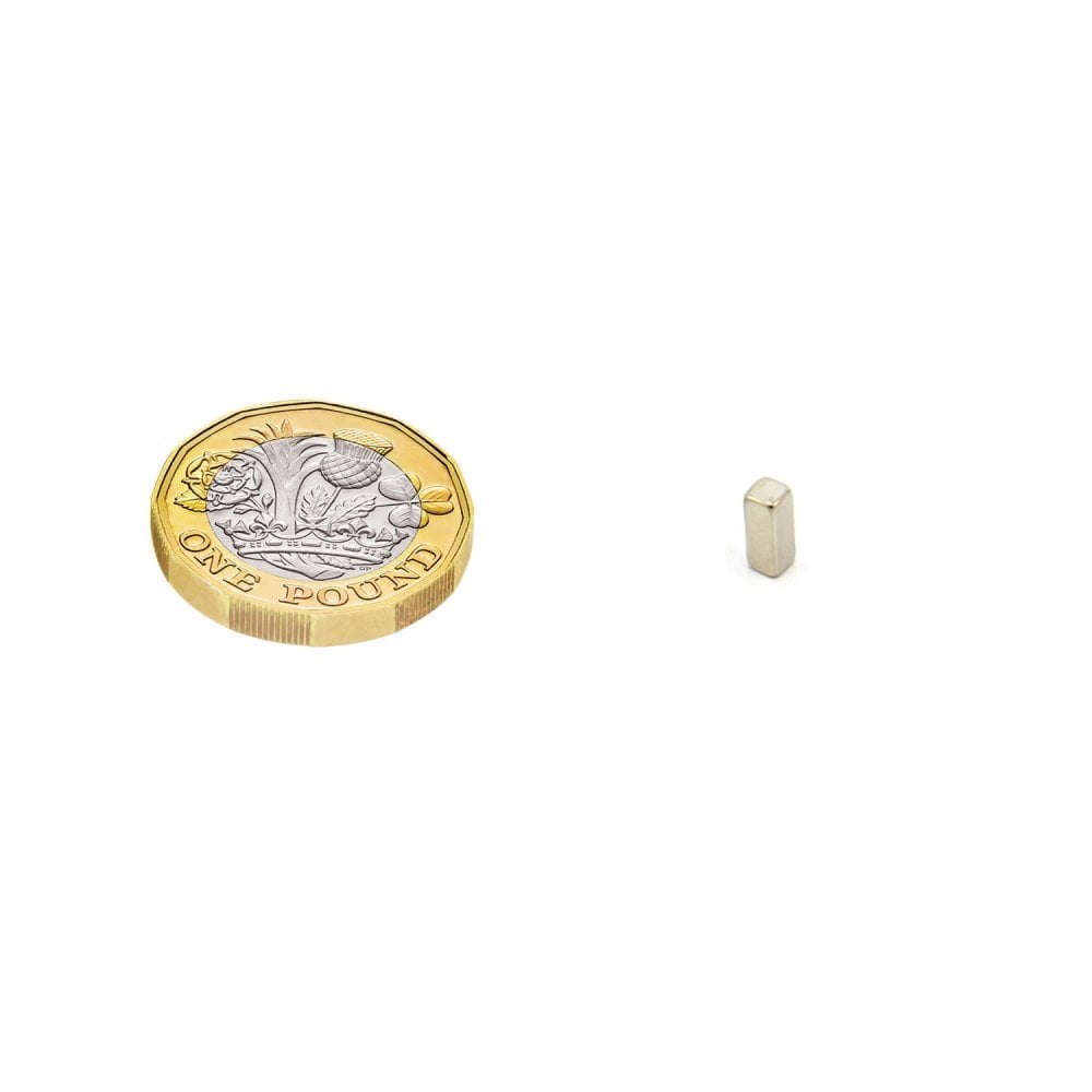 45H Neodymium Rectangular Bar Magnet - 3mm x 3mm x 8mm thick - 1.1lbs Pull (Pack of 10)