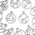 thumbnail image 2 of 1Bag 12Pcs 12 Style 201 Stainless Steel Charms Stainless Steel Color Flat Round with Constellation 12 Constellations 13.4x10.8x1mm Hole: 1.5mm 1pc/style, 2 of 5