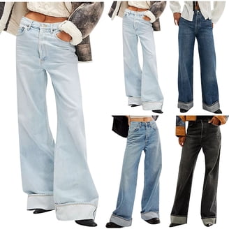 Sawmew Vrouwen Baggy Ripped Jeans Dames Hoge Taille Denim Broek Y2k Vintage Casual Losse Broek Streetwear (Color : Blue, Size : S