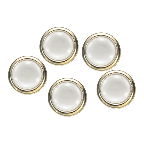 5pcs 34L Gold White Faux Pearl Buttons 21mm 7/8" Dia 0.43" Thick Plastic Round Sewing Button Replacement Craft Fastener for Coats Clothing DIY Crafts Style B