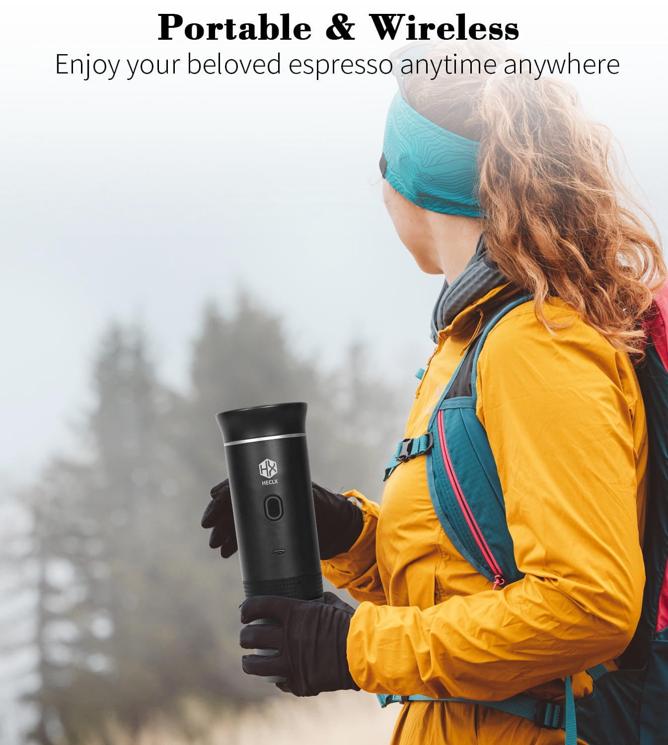 Portable Espresso Machine, Car Coffee Maker Self-Heating with Type-C, Compatible with Ground Coffee & NS Capsule for Travel, RV, Hiking, Camping, Office (African Totem Style Black & Red)