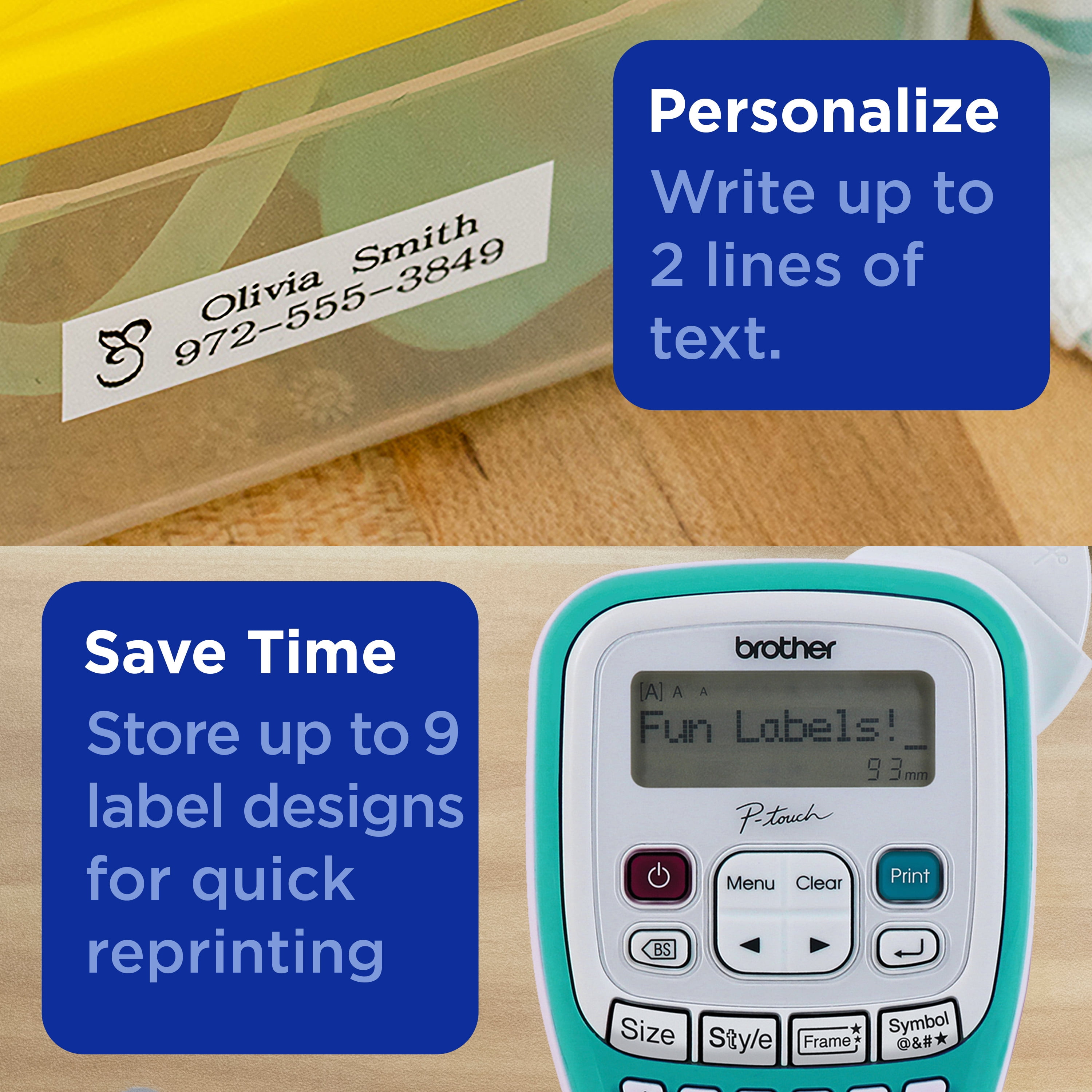 Brother P-Touch PTH103W Handheld Personal Label Maker with Tape, New, 1 Piece