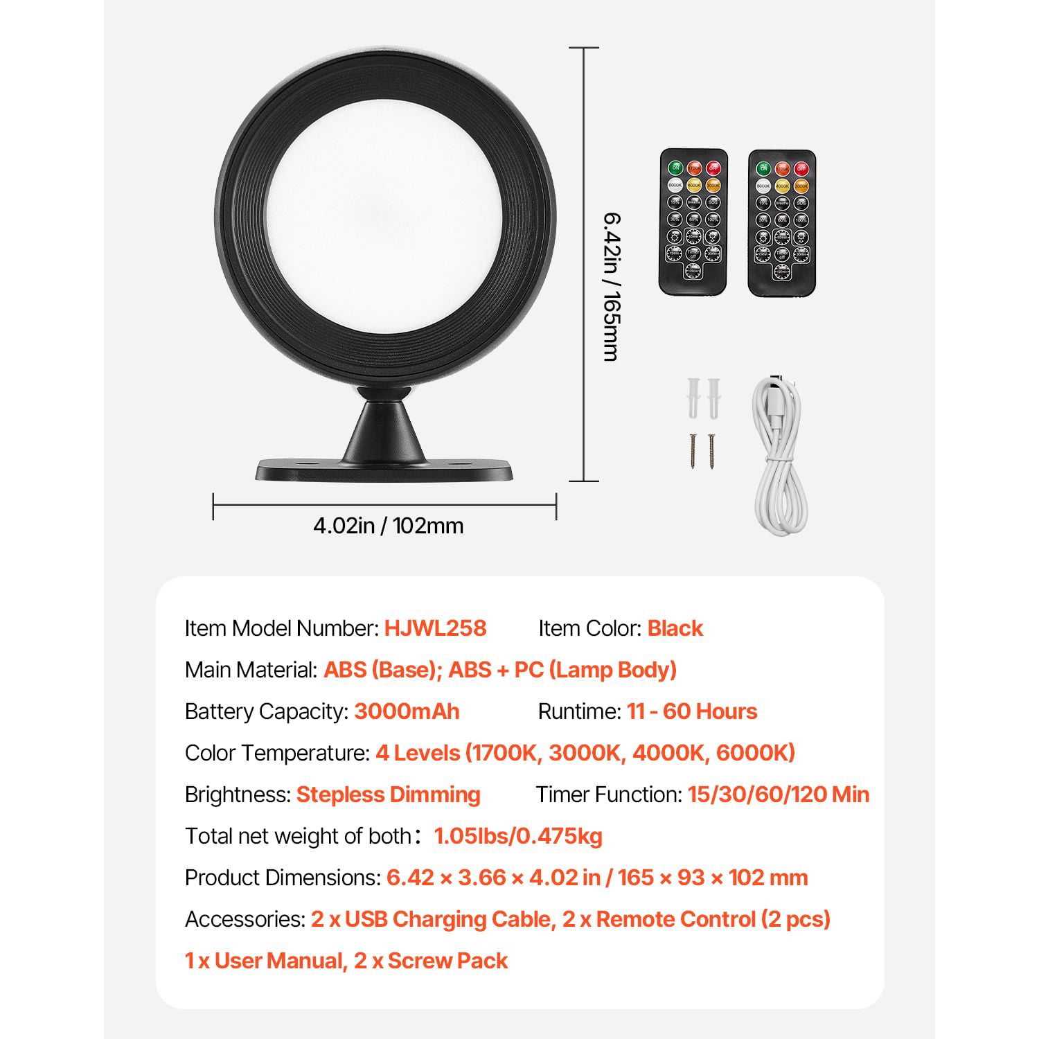 2-Pack LED Wall Sconces Rechargeable 3000mAh, Adjustable Color Temp Brightness Remote Control, 360° Rotation Magnetic Ball Wall Light