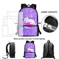 thumbnail image 6 of HUIACONG Purple Galaxy Cat Backpack for Primary School Kids Large Capacity Multi Compartment Wear‑Resistant for Boys Girls Ages 6‑18 Daily Use, 6 of 6