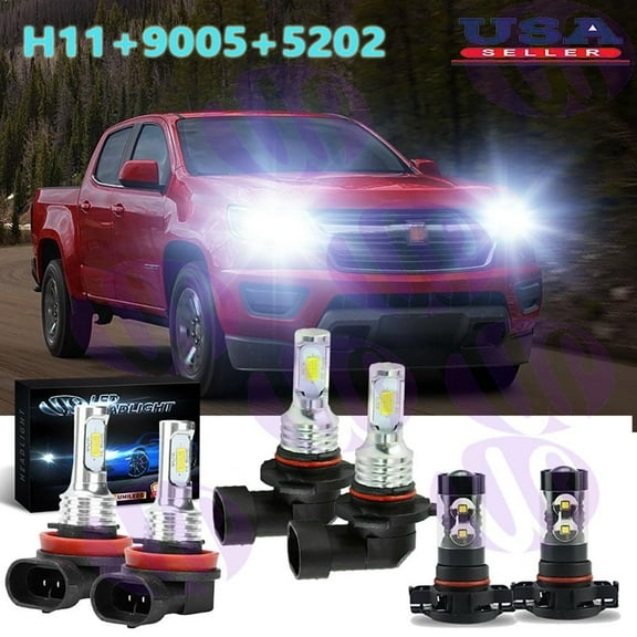 For Chevrolet Colorado 2015-2019 LED Headlight Bulbs High Low Beam  Fog Lights 6PCS