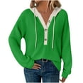 thumbnail image 2 of Lovskoo Long Sleeve Sweatshirt for Women color block Trendy Casual hooded Sweatshirt Tops Blouse Green, 2 of 8