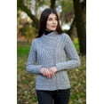 thumbnail image 4 of SAOL 100% Merino Wool Women's Aran Zip Cable Knit Cardigan Sweater Irish Jacket Made in Ireland, 4 of 7