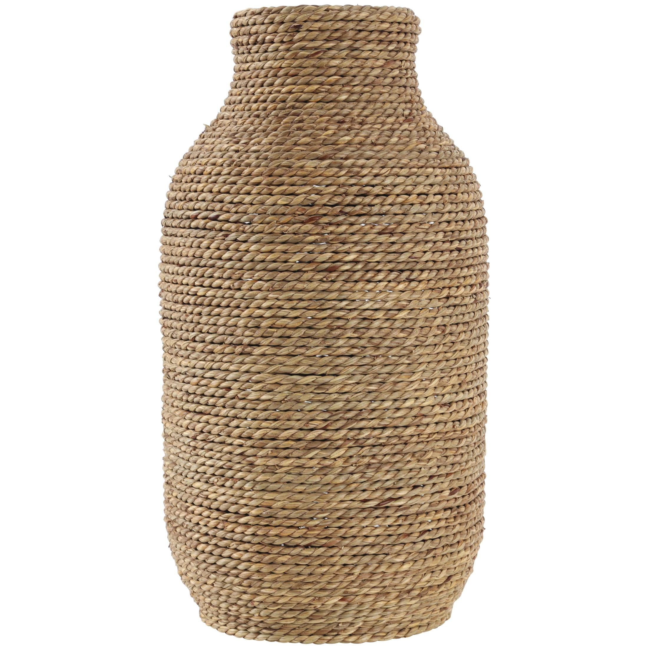 DecMode 16" Handmade Wrapped Brown Seagrass Vase