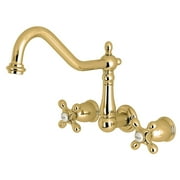 Kingston Brass Heritage 3-Hole Wall Mount Roman Tub Faucet Polished Brass Polished