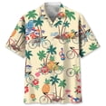 thumbnail image 4 of Camisa con estampado 3D de ciclismo tropical colorido para hombres, camisas hawaianas de manga corta con gráficos de bicicleta, blusa holgada con solapa estilo Aloha callejero, 4 of 5