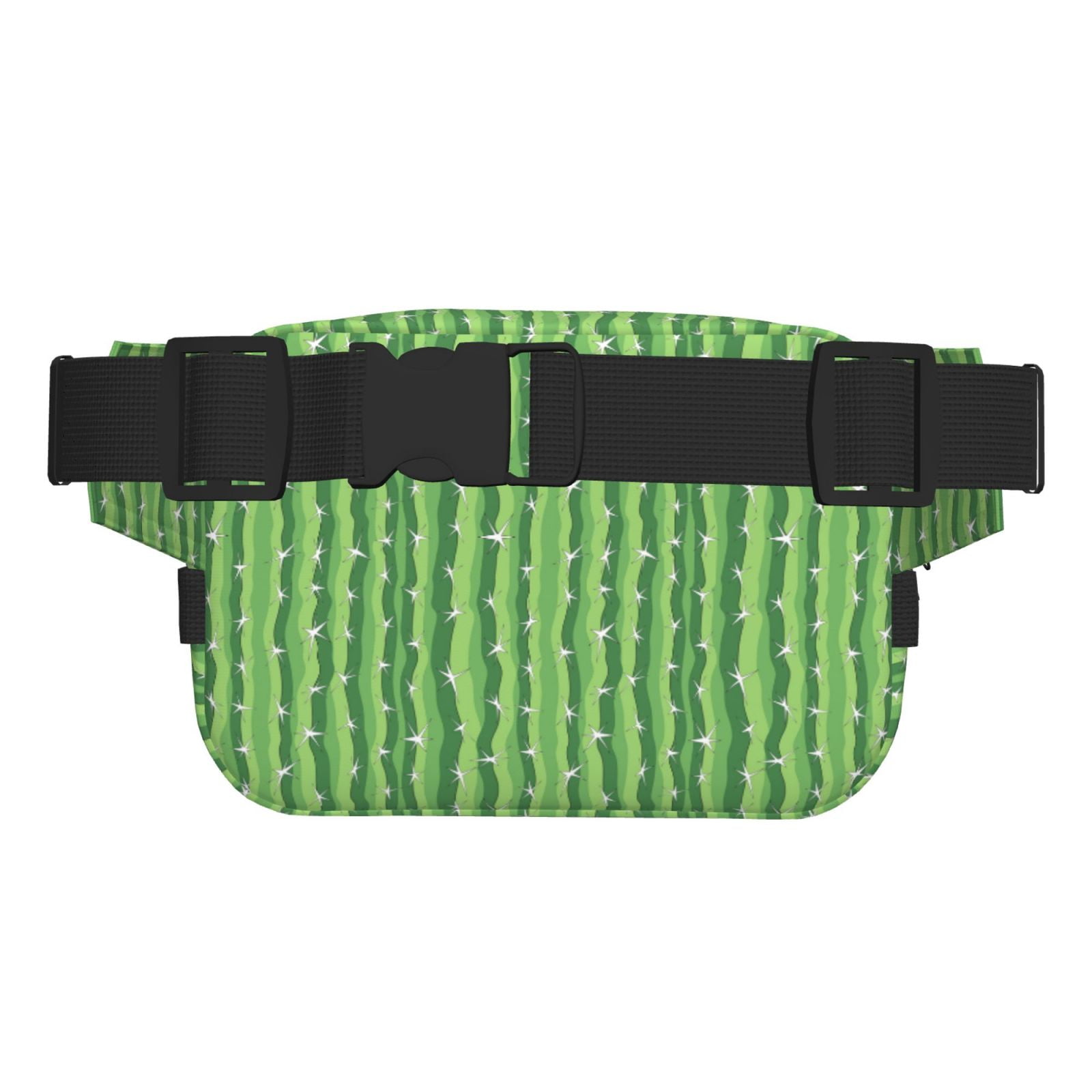 Picia Cactus Print Square Double-Layer Waist Bag Mini Adjustable Waist Belt Bag Exercise Running Travel Hiking