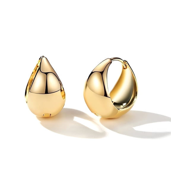 DESIGNICE Chunky Gold Hoop Earrings 18K Gold Plated for Women, Minimalist Jewelry Gift, Hypoallergenic Hoop Earrings