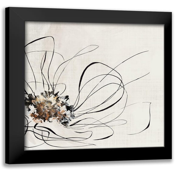 Black, Alex 12x12 Black Modern Framed Museum Art Print Titled - Golden Line Flower II
