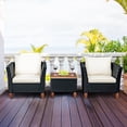 thumbnail image 2 of Patiojoy 3-Piece Wicker Patio Furniture Set Outdoor Conversation Set w/ Cushions & Coffee Table, 2 of 10