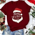 thumbnail image 2 of Kedxroy Christmas Shirts for Women Funny Print Xmas T Shirt Short Sleeve Holiday Tops(Red,L), 2 of 6