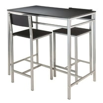 Winsome Wood Hanley 3-Pc Kitchen Set, Tall Table, Two stools, Black & Steel Finish